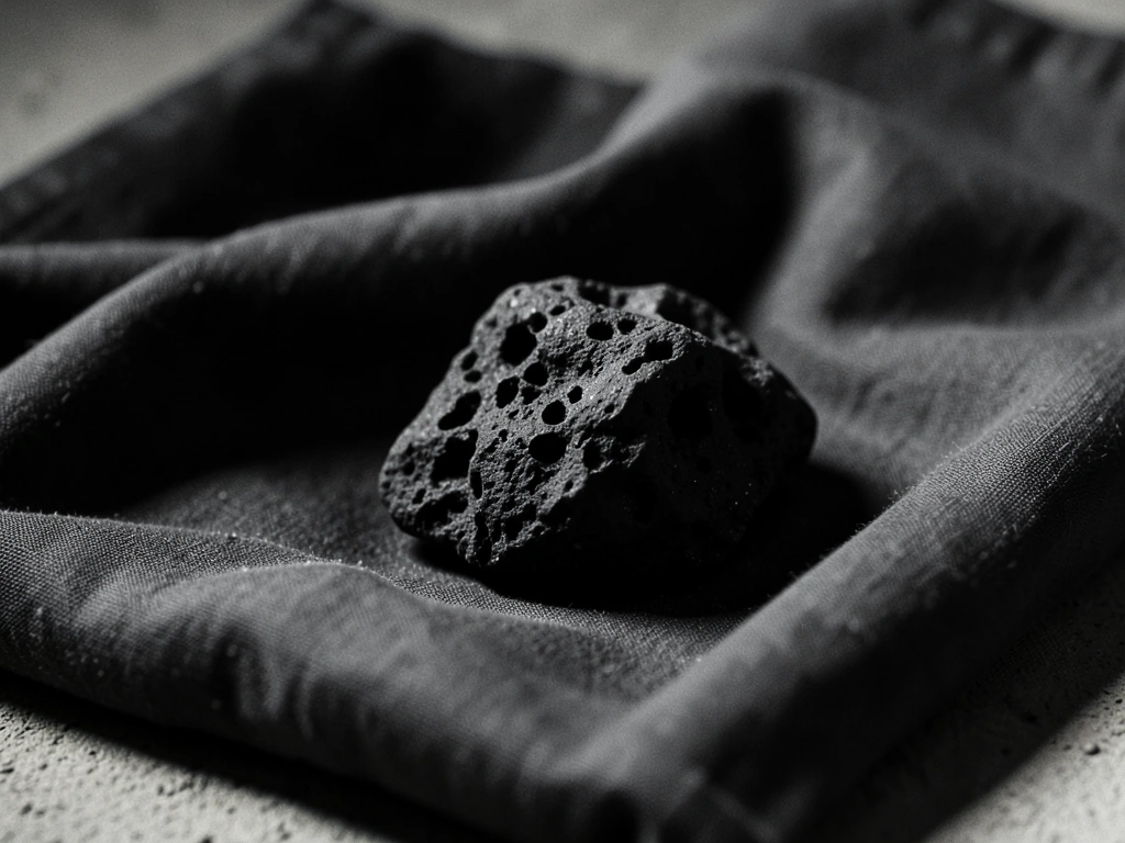 Textured architectural stone and charcoal fabric